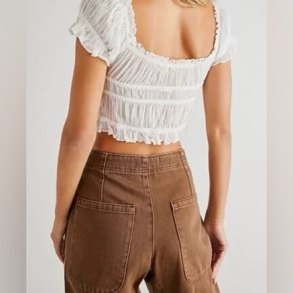 Free People White Off-Shoulder Ruffle Top - Picture 3 of 15